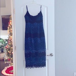 NWOT Nordstrom NSR black/navy midi dress, M